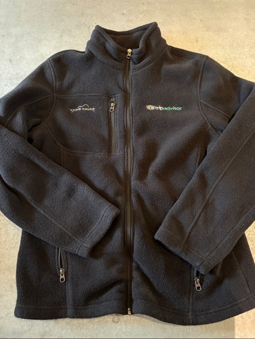 Eddie Bauer Dark Blue Full-Zip Fleece Jacket with TripAdvisor Logo